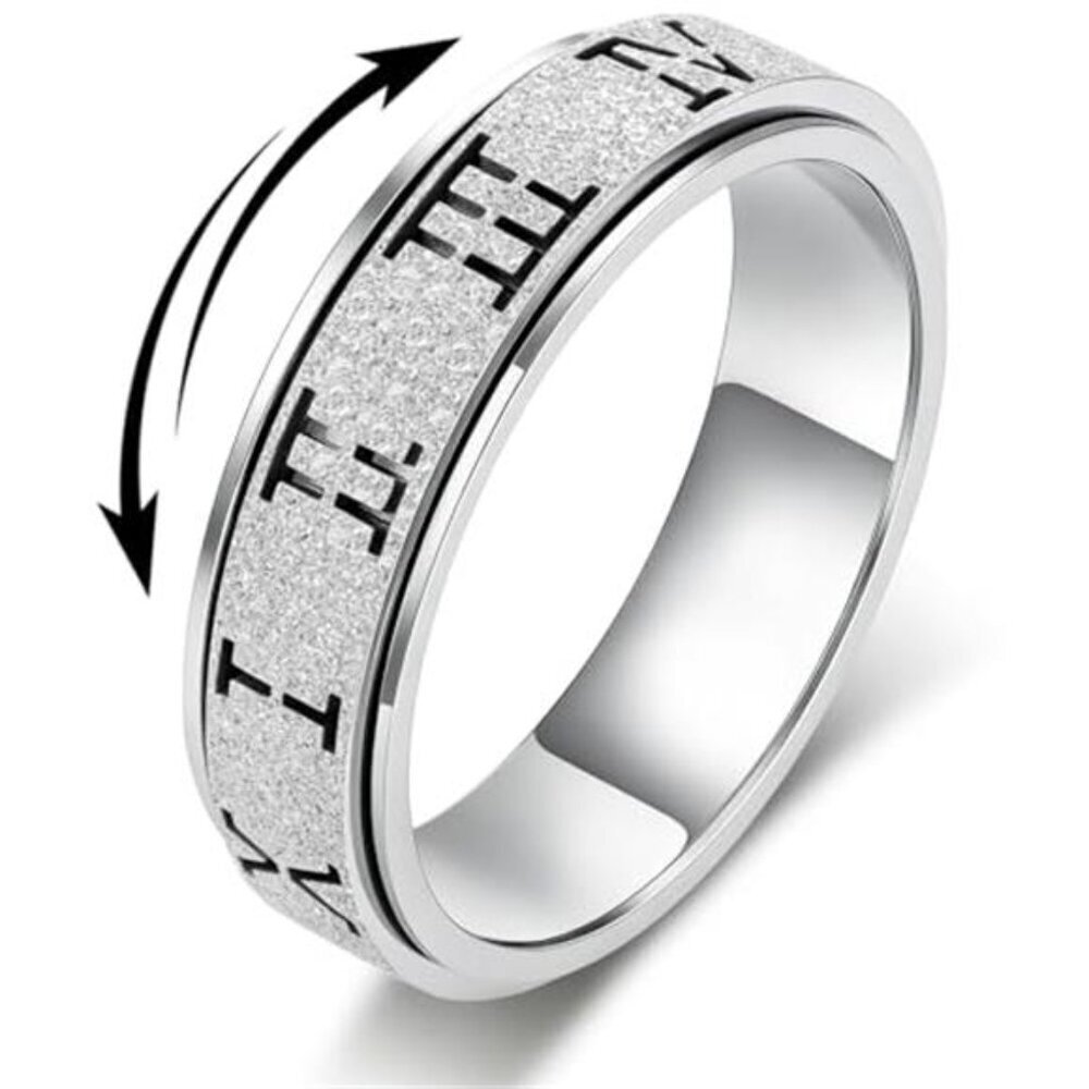 Fidget Spinner Ring Silver Roman Numeral Anxiety Relief